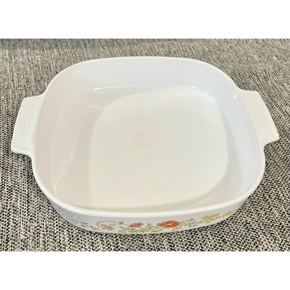 Vintage CorningWare Wildflower A-10-B Square Casserole Dish 10x10 USA No‎ Lid
